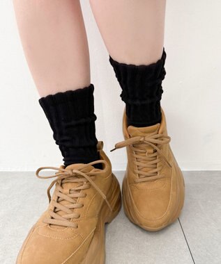 WEGO サポート付きボリューム無地リブソックス ブラック