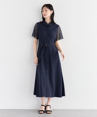 YECCA VECCA レース切替ワンピース Navy