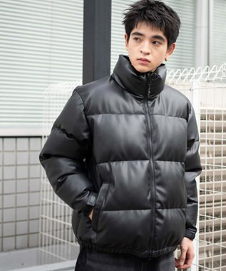 WEGO 【ユニセックス着用ITEM/SMLサイズ展開】PUパデッドブルゾン ブラック