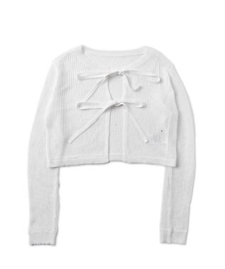 WEGO スパンコールメッシュニットカーデ ホワイト