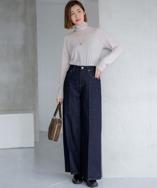 23区 L 【洗える】チュールフライス シアーハイネック カットソー グレージュ系