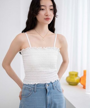 WEGO ２WAYシャーリングキャミ オフホワイト