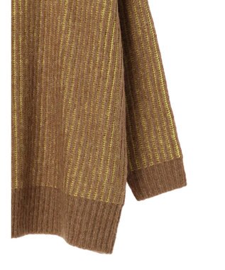 AMERICAN HOLIC バイカラー片畦ニットチュニック Mocha