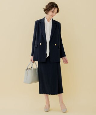 自由区 L 【セット可】ラミーブッチャー ストレートシルエットスカート ネイビー系