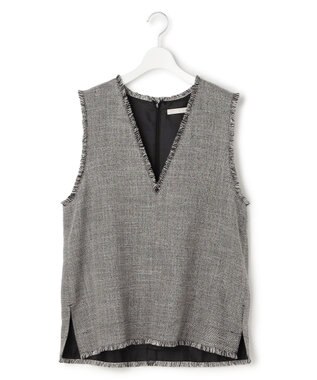 ICB 【先行予約】ライトスラブツイード Vネックジレ ブラック×オフホワイトミックス