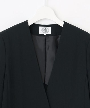 J.PRESS LADIES 【セットアップ対応・人気素材】Light ジョーゼット ノーカラー ジャケット ネイビー系