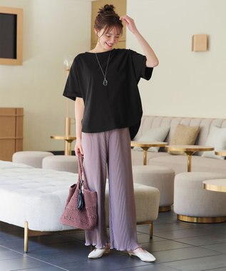 Tiaclasse 【接触冷感・UVカット・吸水速乾・洗える】バックシャンカットソープルオーバー ブラック