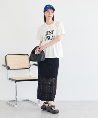 earth music&ecology シャーリングロゴTシャツ Off White