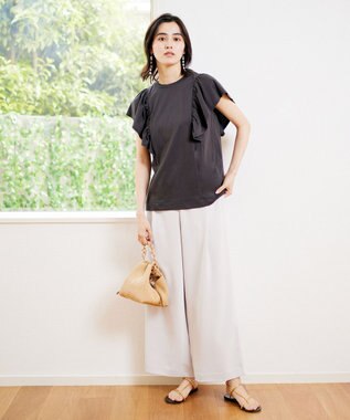 UNFILO 【接触冷感/吸水速乾】サマーセットアップ ワイドパンツ ベージュ系