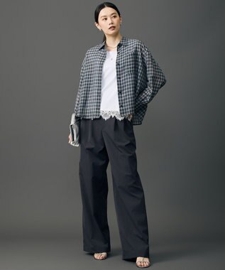 自由区 S ハイツィストシアーチェック ブラウス チャコール系