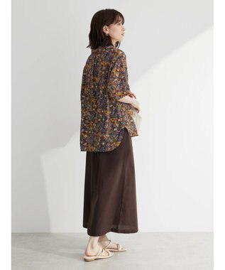Green Parks 綿麻混台形マキシスカート Brown