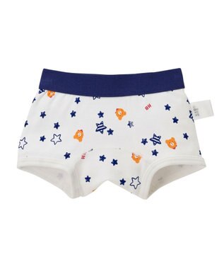 MIKI HOUSE HOT BISCUITS 【90-120cm】 プリント柄ボクサーパンツ 白