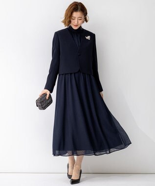 23区 【APPLAUDIR】クリアジョーゼット 3WAYコンパクトジャケット ネイビー系