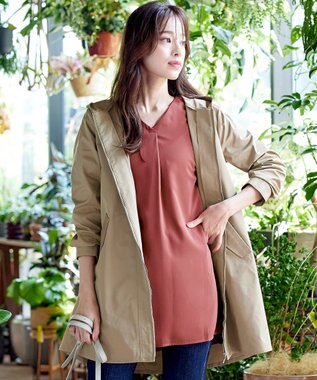 Tiaclasse 【洗える】ミドル丈マウンテンコート ベージュ