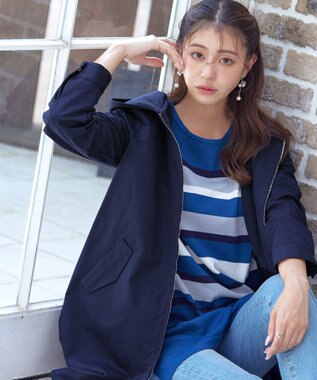 Tiaclasse L 【洗える】ミドル丈マウンテンコート ネイビー