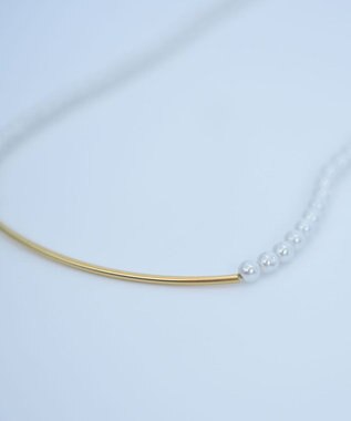 monshiro 【ヴィンテージパール】ラインバーグラスパール ネックレス ホワイト×ゴールド