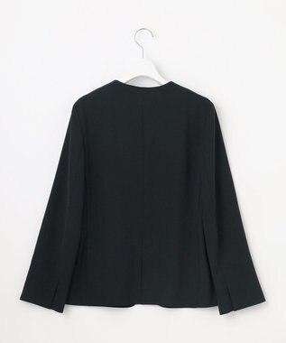 J.PRESS LADIES 【セットアップ対応・人気素材】Light ジョーゼット ノーカラー ジャケット ネイビー系