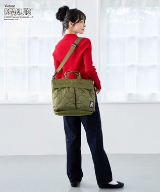 ROOTOTE 8456【スヌーピー】IP.A4アーキャトルワイド.パフ.ピーナッツ-0R 02：カーキ