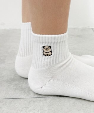 WEGO アニマル刺繍アンクル底パイルソックス