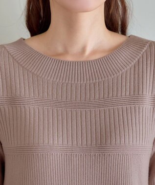 Tiaclasse L 【洗える】リブ切替デザインニットワンピース モカ