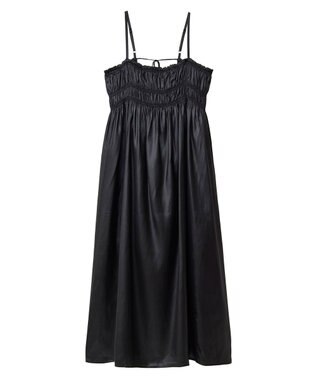 Green Parks レザー風キャミワンピース Black