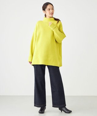 SHARE PARK LADIES エステルニットハイネックプルオーバー イエロー系