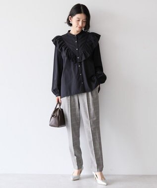 AMERICAN HOLIC スタンドカラーフリルブラウス Black