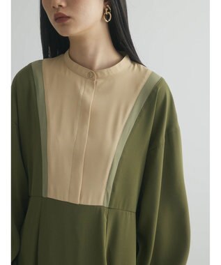 Green Parks armonia．配色パターンワンピース Khaki