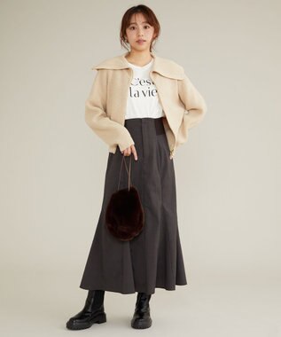 Feroux 【古畑星夏さん着用・洗える】サイドリブマーメイド スカート グレー系2