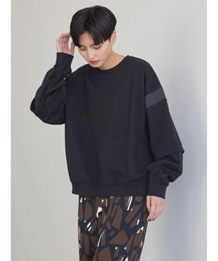 AMERICAN HOLIC 袖異素材ミニ裏毛プルオーバー Black