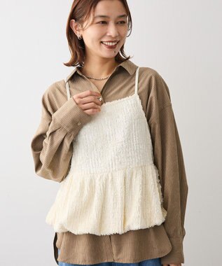 Green Parks 表面感ベロアバルーンキャミビスチェ Ivory