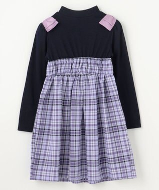 ANY KIDS ドッキングチェックワンピース ラベンダー