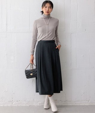 23区 【洗える】ウールミルドジャージー タック スカート グレー系