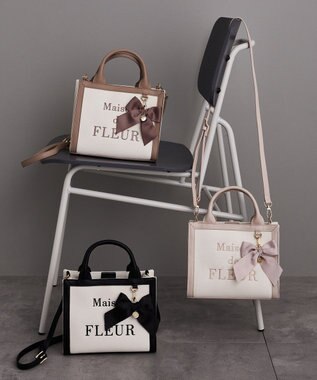 Maison de FLEUR EC限定ロゴ刺繍キャンバス2Wayバッグ Brown