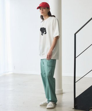 J.PRESS YORK STREET 【UNISEX】ブルドックプリントリブ Tシャツ ホワイト系
