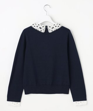ANY SIS S レース襟 ニット ネイビー
