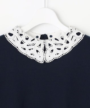 ANY SIS S レース襟 ニット ネイビー
