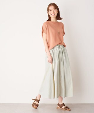 ANY 【ウエストゴム】ナイロンベイカーフレアスカート ライトグレー