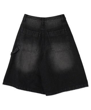 WEGO ウエストドロストダブルニーバギーハーフパンツ ブラック