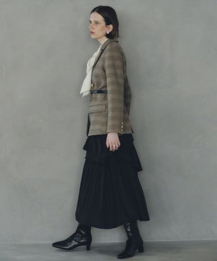 YECCA VECCA アシンメトリーラッフルスカート Black