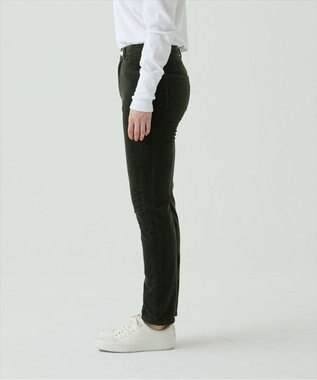 caqu スリムストレート 裏起毛コーデュロイパンツ olive