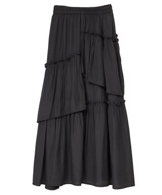 YECCA VECCA アシンメトリーラッフルスカート Black