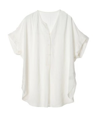 Green Parks リネンレーヨン前立てブラウス Off White