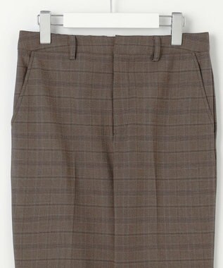 J.PRESS LADIES L 【洗える】T/Rアルガンシルクチェック テーパード パンツ ブラウンチェック系