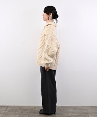 LENO ARAN PULLOVER【UNISEX】アラン柄ニットプルオーバー/カーディガン IVORY