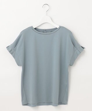 J.PRESS LADIES 【WEB限定カラーあり・接触冷感・UVケア】コンパクトコットンスムース タックスリーブ カットソー スモーキーグリーン系