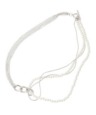 YECCA VECCA パールチェーンショートネックレス Silver