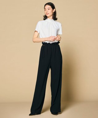 BEIGE， EVA / ハイネックハーフスリーブブラウス White