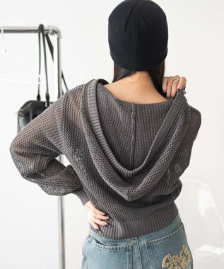 WEGO ジャガードメッシュパーカー ダークグレー