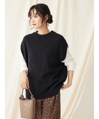 CRAFT STANDARD BOUTIQUE 洗える クルーネックニットベスト Black